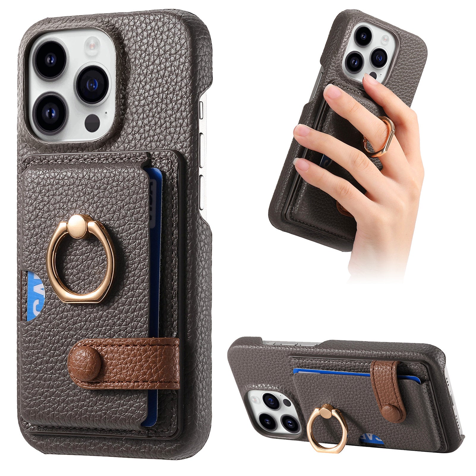 Y2 For iPhone 14 Pro Max Card Slot Case Kickstand PU+PC+TPU Phone Cover Y2 For iPhone 14 Pro Max Card Slot Case Kickstand PU+PC+TPU Phone Cover